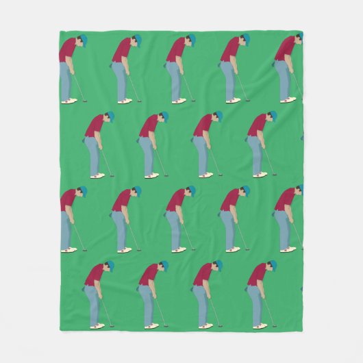 Green Golfing Design Fleece Blanket (Vorderseite)