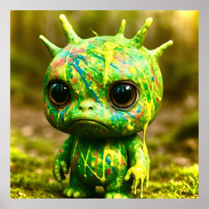 Green Goo Monster - Niedliches Halloween-Poster Poster