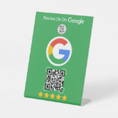 Green Google Review Business Stand with QR Code Sockelschild (Vorderseite)