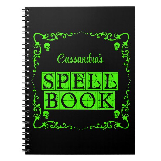 Green Goth Zauberbuch Personalisiert Notizblock (Vorderseite)
