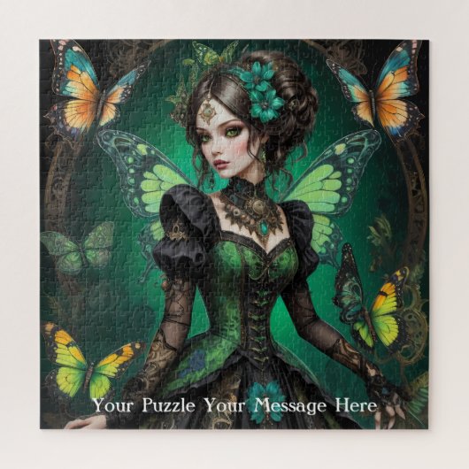Green Gothic Butterfly Girl Puzzle (Vertikal)