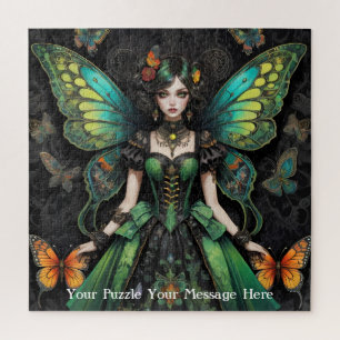 Green Gothic Butterfly Girl Puzzle