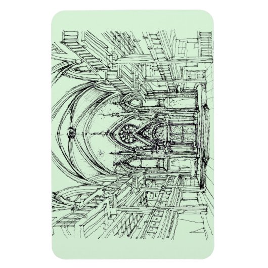 Green Gothic NYC-Synagoge Magnet (Vertikal)