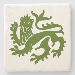 Green Gothic Revival Lion Marble Stone Untersetzer