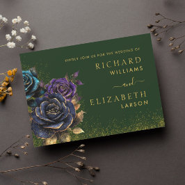 Green Gothic Rose Glitzer Hochzeitseinladung Einladung