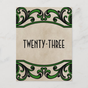 Green Gothic Wirbel Tischnummer Postkarte