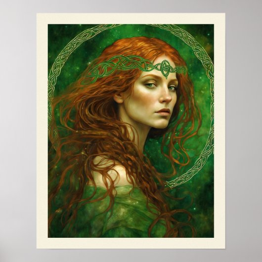 Green Gown Red Hair Celtic Knot St Patrick's Day Poster (Vorne)