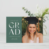 Green Grad Block Moderner Foto Abschluss Einladung (Stehend Vorderseite)
