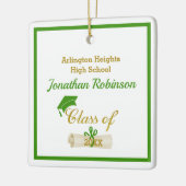 Green Grad Cap und Diploma Keramik Ornament (Links)