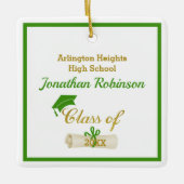Green Grad Cap und Diploma Keramik Ornament (Vorderseite)