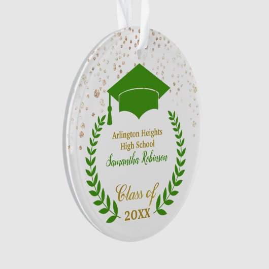 Green Grad Cap und Laurel Abschluss Ornament (Vorderseite)