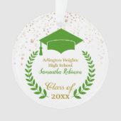 Green Grad Cap und Laurel Abschluss Ornament (Vorderseite)