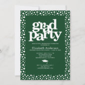 Green grad Party kühn moderne Typografie stilvoll Einladung (Vorderseite)