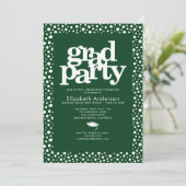 Green grad Party kühn moderne Typografie stilvoll Einladung (Stehend Vorderseite)