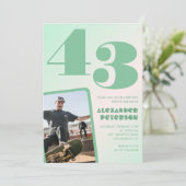 Green Gradient 43. Geburtstag Einladungen Boy Foto (Stehend Vorderseite)