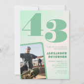 Green Gradient 43. Geburtstag Einladungen Boy Foto (Vorderseite)