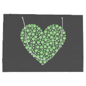 Green Gradient Heart Circles – Dark Grey Minimal  Große Geschenktüte (Rückseite)