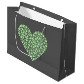 Green Gradient Heart Circles – Dark Grey Minimal  Große Geschenktüte (Vorderseite Schrägansicht)