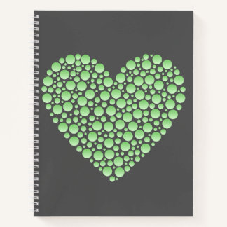 Green Gradient Heart Circles – Dark Grey Minimal  Notizblock