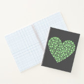 Green Gradient Heart Circles – Dark Grey Minimal Notizblock (Innenseite)
