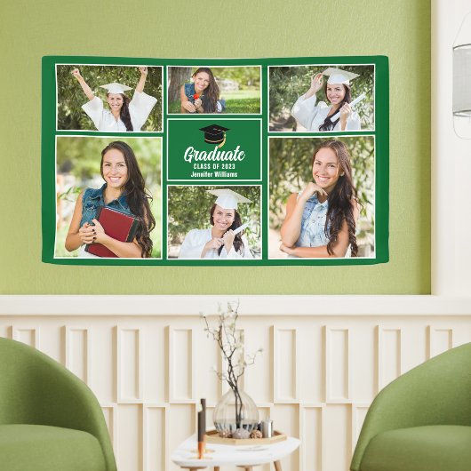Green Graduate Foto Collage 2025 Graduation Party Banner