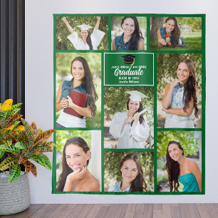 Green Graduate Foto Collage 2025 Graduation Party Wandteppich