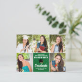 Green Graduate Foto Collage Moderner Abschluss Postkarte (Stehend Vorderseite)