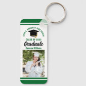 Green Graduate Foto Personalisiert 2023 Abschluss Schlüsselanhänger (Rückseite)