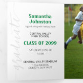 Green Graduate Script Modern Drei Foto Dreifach Gefaltete Einladung (Innen Erste Seite)