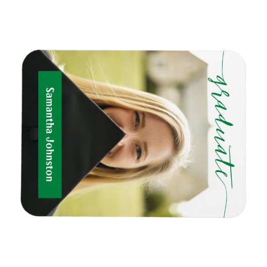 Green Graduate Script Modernes Foto Magnet (Horizontal)