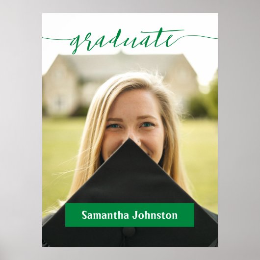 Green Graduate Script Modernes Foto Poster (Vorne)