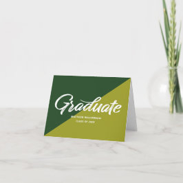 Green Graduation Bold Retro Script Cap Icon Simple Dankeskarte