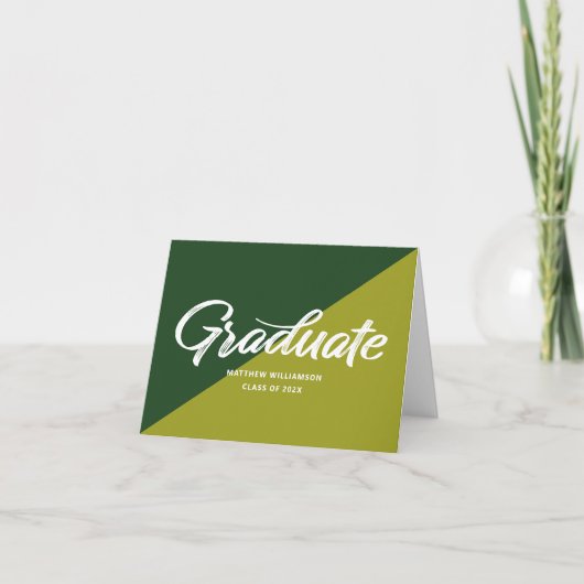 Green Graduation Bold Retro Script Cap Icon Simple Dankeskarte (Vorderseite)