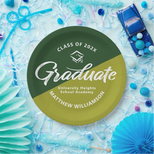 Green Graduation Bold Retro Script Cap Icon Simple Pappteller (Party)