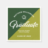 Green Graduation Bold Retro Script Cap Icon Simple Serviette (Vorderseite)