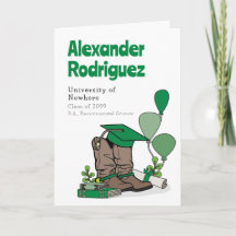 Green Graduation Cap Cowboy Boot Arrangement
