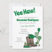 Green Graduation Cap Cowboy Boot Arrangement Einladung (Vorderseite)