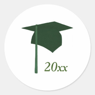 Green Graduation Cap Stickers, Class of Runder Aufkleber