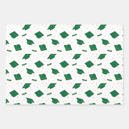 Green Graduation Cap Toss Geschenkpapier Set (Vorderseite)