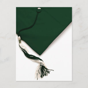 Green Graduation Cap und Tassel Postcard Ankündigungspostkarte