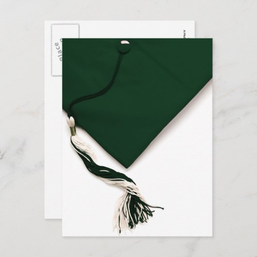 Green Graduation Cap und Tassel Postcard Ankündigungspostkarte (Vorne/Hinten)