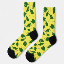 Green Graduation Caps 0n Yellow Grad Party Outfit Socken