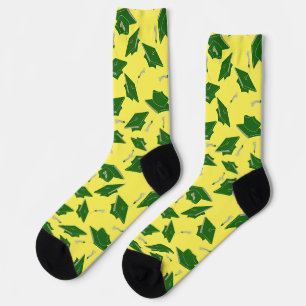 Green Graduation Caps 0n Yellow Grad Party Outfit Socken