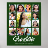 Green Graduation K–12 Photo Collage Script Modern Poster (Vorne)
