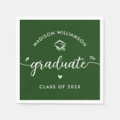 Green Graduation Script Hearts Cap Icon Fun Modern Serviette (Vorderseite)