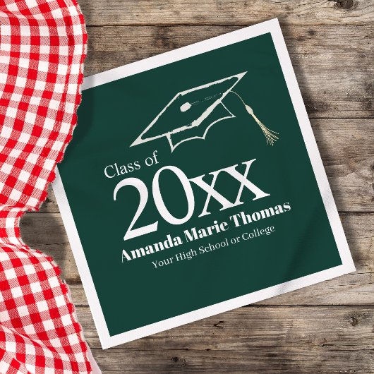 Green Graduation Script Name Class Year Design Serviette