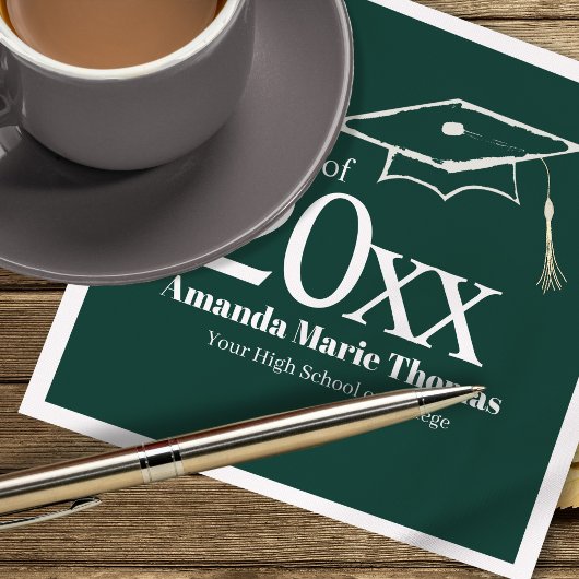 Green Graduation Script Name Class Year Design Serviette