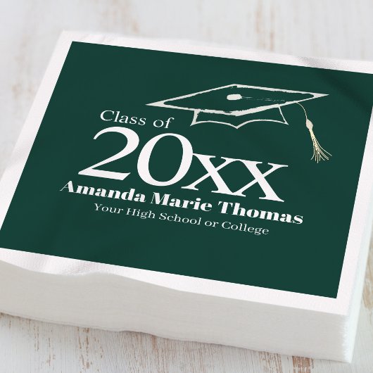 Green Graduation Script Name Class Year Design Serviette