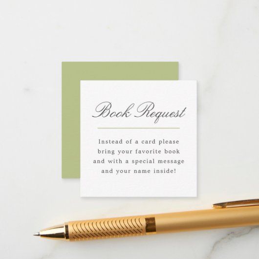 Green Grand Millennium Book Request Baby Showdusch Begleitkarte (Vorderseite/Rückseite Beispiel)