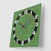 Green Granny Square Muster Quadratische Wanduhr (Winkel)